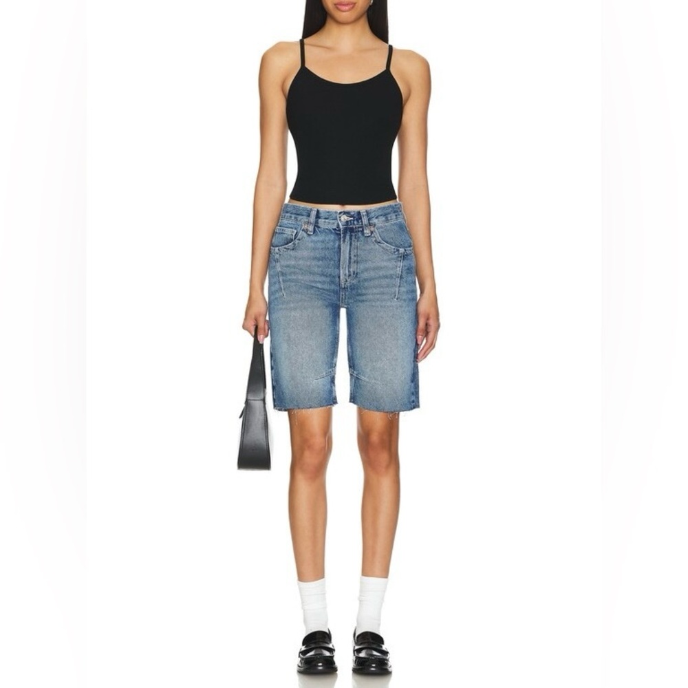 Free People We The Free Ghost Town Blue Denim Long Shorts Sz 28 NWT
